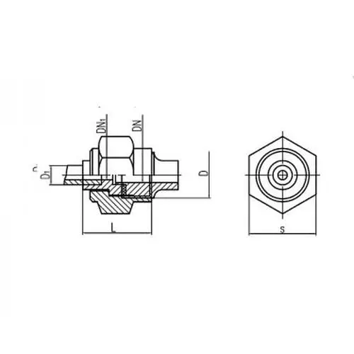 Бронзовое соединение штуцерно-торцевое накидное переходное внахлестку 6x100 мм 556-01.078-01 (ИТШЛ.302615.104)